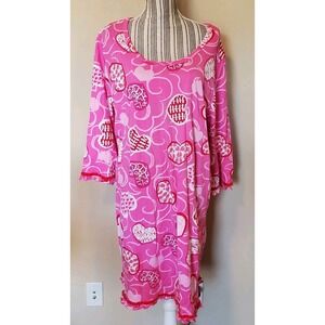 Pajamagram Nightgown Women 2XL Pink Be Mine Hearts Cotton Lounge Comfort Cozy